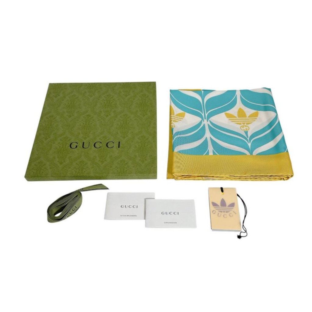Gucci 100 Silk Scarf Adidas Collaboration Scarf Yellow And Blue
